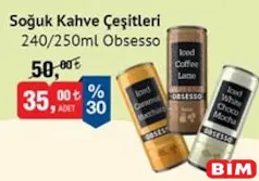 OBSESSO SOĞUK KAHVE ÇEŞİTLERİ 250 ML fiyat ve kampanya bilgisi